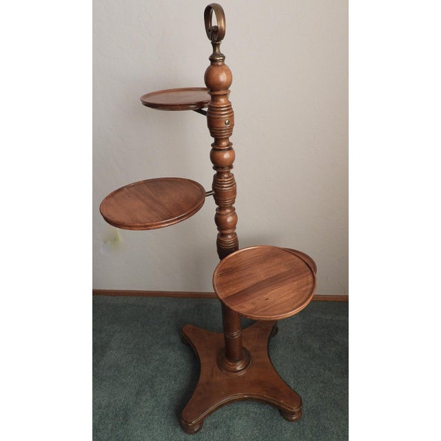 1950s Vintage 1950s Butler Walnut Tiered Mid Century Modern Plant Stand Wine Pottery Display For Sale - Image 5 of 8