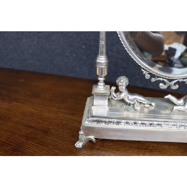 Tiffany & Co. Attributed Silverplate Cherub Vanity Mirror For Sale - Image 15 of 16