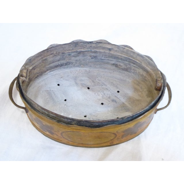 Rustic European Antique French Tole Cachepot With Liner For Sale - Image 3 of 5