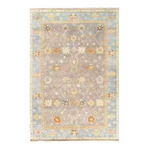 Gray Color Fine Hand Knotted Oushak Rug