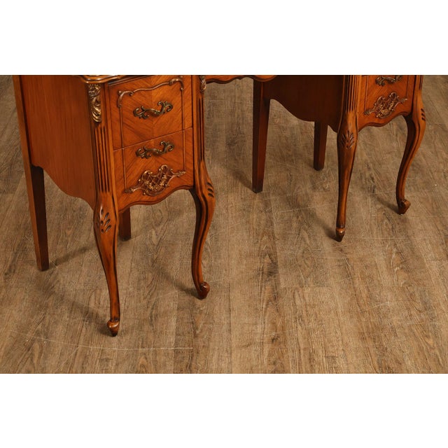 1930's French Louis XV Style SatinwoodInlaid Writing Desk Vanity For Sale - Image 11 of 18