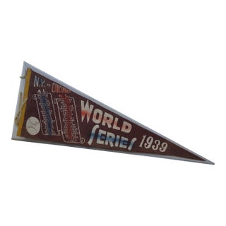 Rare Antique New York Yankees Cincinnati Reds World Series Baseball Pennant For Sale