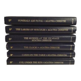 Vintage Agatha Christie Mystery Collection Set of 6 Hardcover Leather-Bound Books by Bantam For Sale
