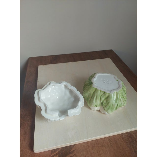 Late 20th Century Late 20th Century Cauliflower Tromp l'Oiel Single Serve Covered Soup Bowl For Sale - Image 5 of 7