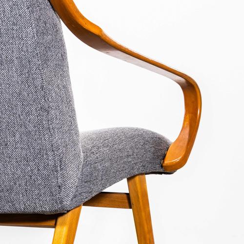 Gray Vintage Lounge Chair in Cotton by Jaroslav Šmídek, 1950s For Sale - Image 8 of 10