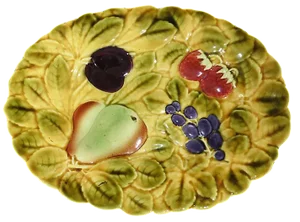C.1930 Oval Majolica Fruit Platter Sarreguemines