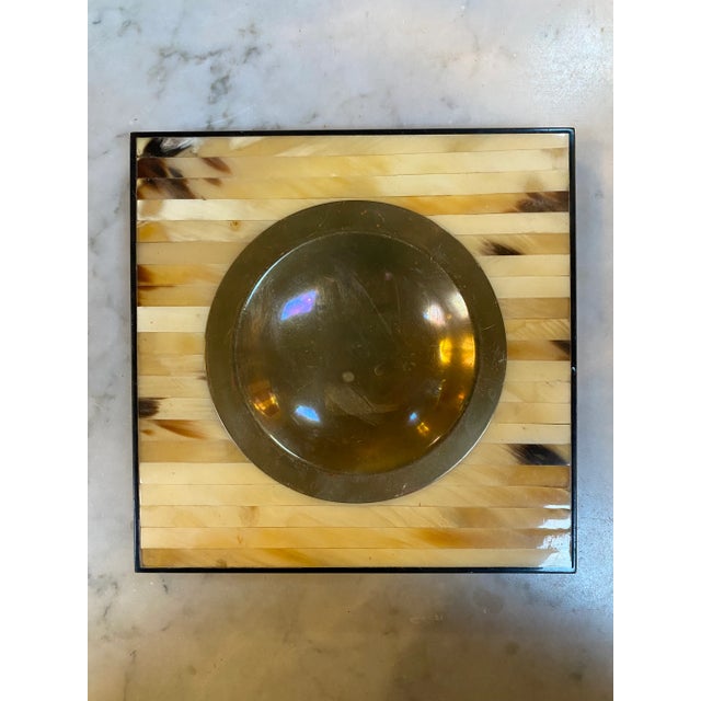 Vintage 1970 Italian Wood and Brass Ashtray For Sale In Los Angeles - Image 6 of 6