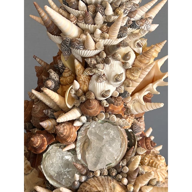 Vintage Italian Grotto Style Seashell & Rock Crystal Topiary on the Gilt Stand For Sale - Image 11 of 12