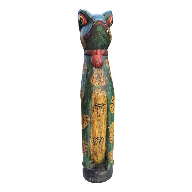 Vintage Wooden African Carved Frog Figurine, 1970s For Sale