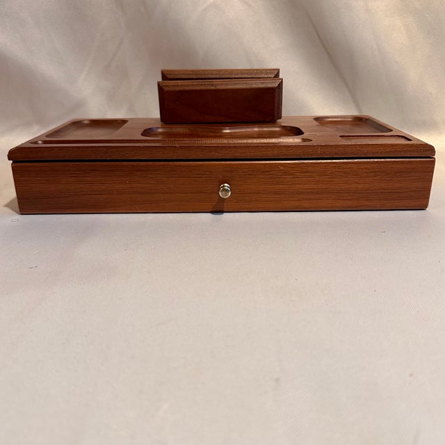 Mid-Century Modern Vintage Walnut Dresser Valet Jewelry Box For Sale - Image 3 of 6