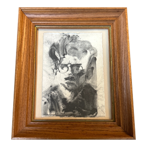 1970’s Original Abstract Expressionist Male Portrait Watercolor Painting