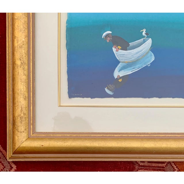 1990s Helen Norton 1997 "The Mirror" Gouache Watercolor in Gold Frame For Sale - Image 5 of 12