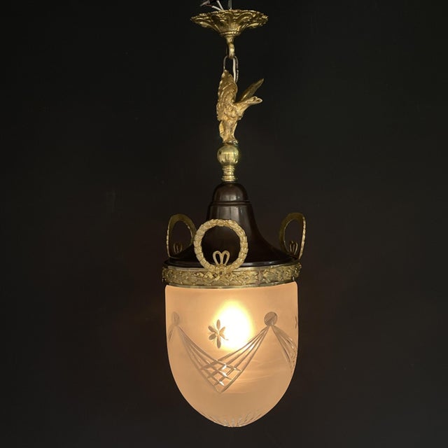 Art Nouveau Hanging Lamp with Eagle, 1890s For Sale - Image 6 of 11