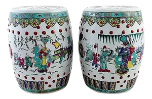 Antique Chinese Ceramic Garden Stools - Pair
