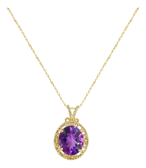 15 Carat Oval Amethyst Necklace