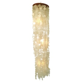 1960 Boho Chic Capiz Seashell Chandelier For Sale