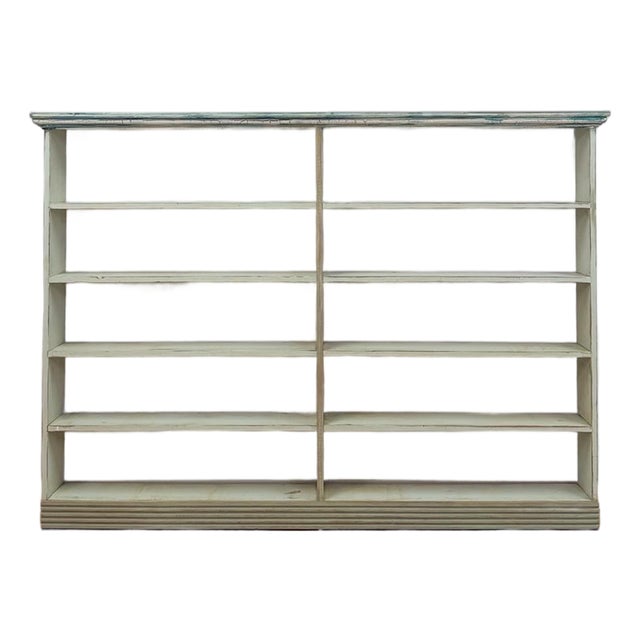 Handmade Seafoam Coastal Wood Shelf Weathered Vintage Display Storage 10 Shelves For Sale
