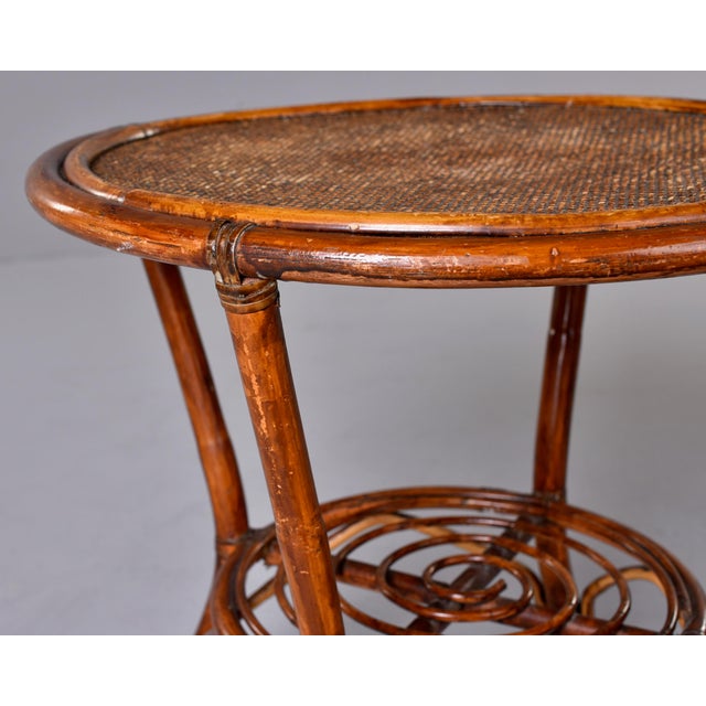 French Mid-Century Bent Rattan & Bamboo Side Table For Sale - Image 10 of 12