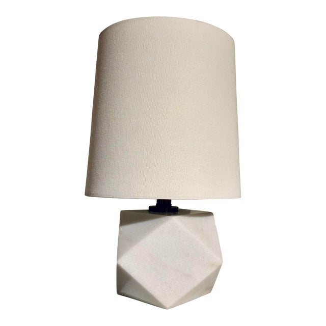 Mod White Marble Geometric a Cut Above Table Lamp For Sale