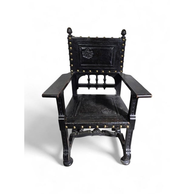 Set of Large 19th Century Castilian Armchairs, 1860 For Sale - Image 9 of 16