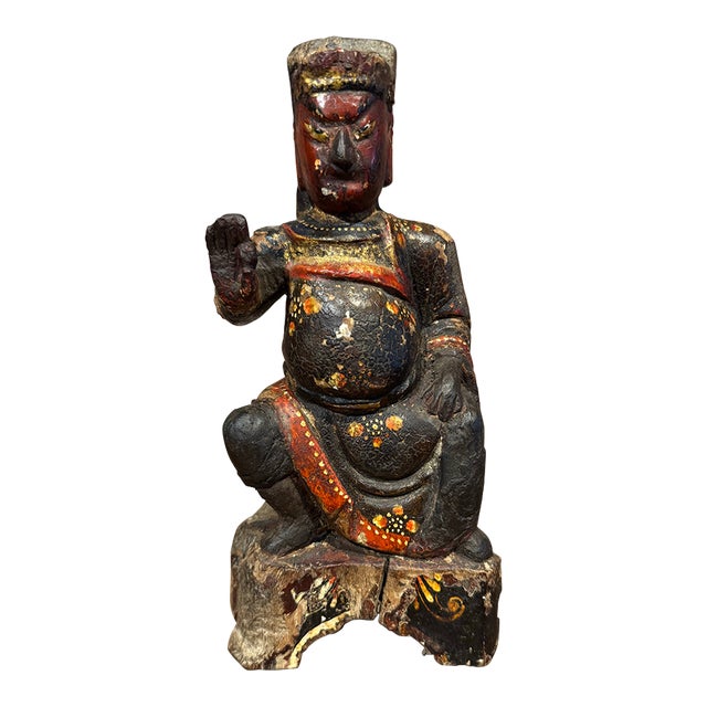 Late 18th Century Antique Chinese Warrior / Ancestor Figure For Sale