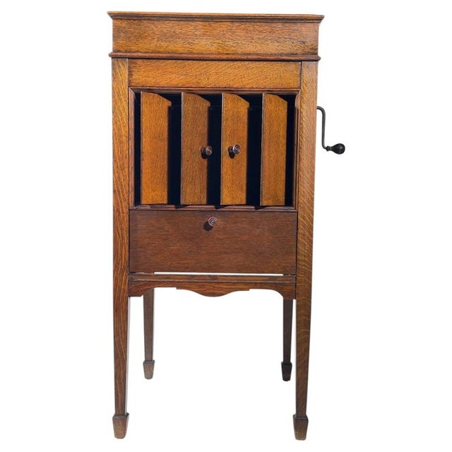 Vintage Viva-Tonal Grafonola Wind-Up Gramophone in Oak Case from Columbia, 1920s For Sale - Image 3 of 16