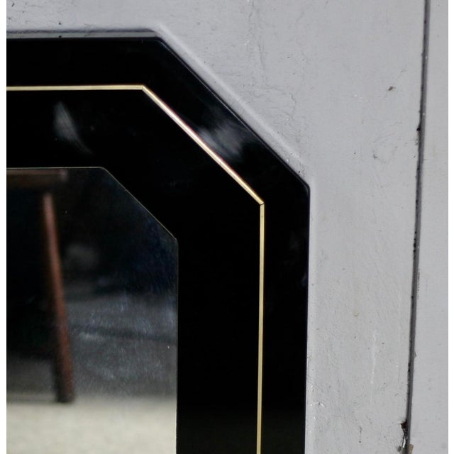 Black Lacquered Wood & Brass Edging Octagonal , 1970s For Sale - Image 10 of 12