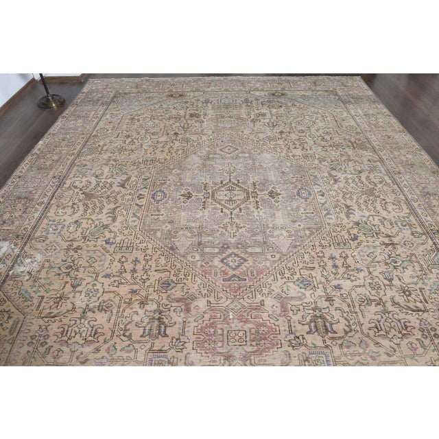 1970s Vintage Persian Handmade Wool Cotton Orange Area Rug For Sale - Image 10 of 11