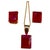 2020s 24 Carat Cushion Cut Treated Ruby Earring & Pendant Set 14 Kt Yellow Gold Chain For Sale - Image 5 of 8