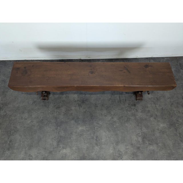 Large Rustic Bench in Oak with a Wedge Mechanism For Sale - Image 4 of 6