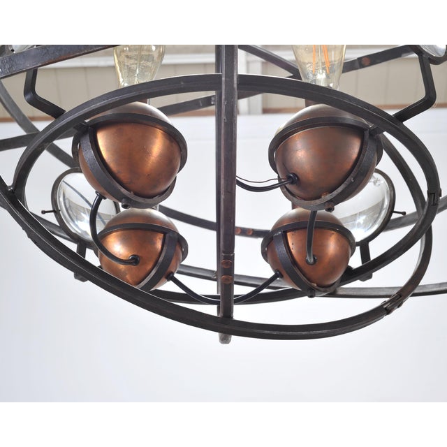 Orbital Atomic Age Iron and Copper Chandelier by Jefferson Mack For Sale - Image 17 of 18