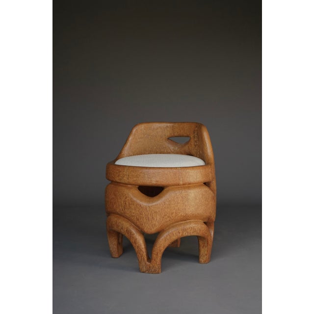 Hand-Carved Palm Wood Side Chair, 1970s For Sale - Image 6 of 13