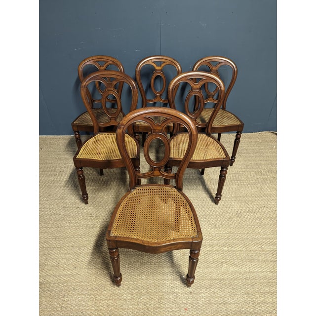 Brown Napoleon III Table and Chairs, Set of 7 For Sale - Image 8 of 13