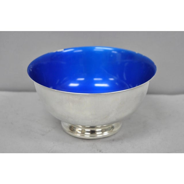 Vintage Reed & Barton 1120 Blue Enamel Silver Plated Small 6.5" Footed Bowl For Sale - Image 10 of 10