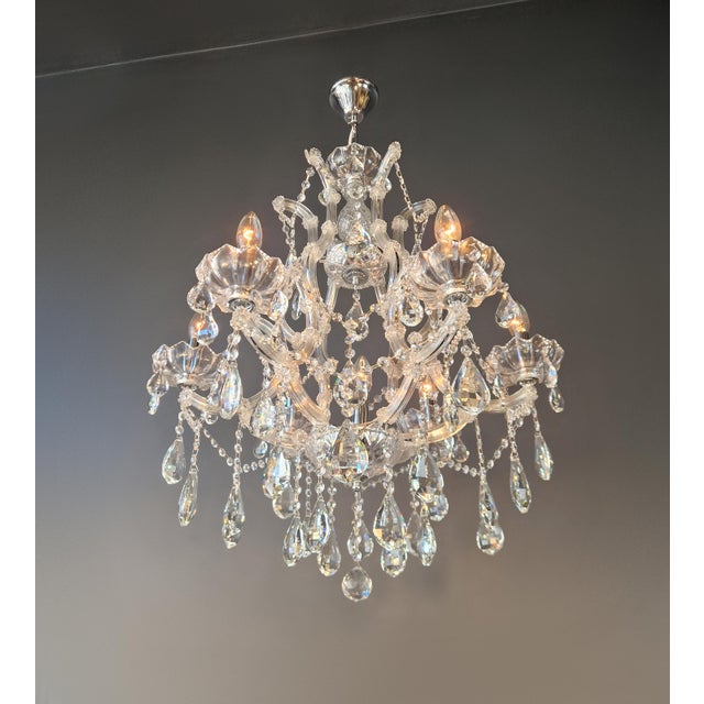 2020s Luxury Maria Theresa Style Crystal Chandelier Chrome Silver European Lighting For Sale - Image 5 of 12