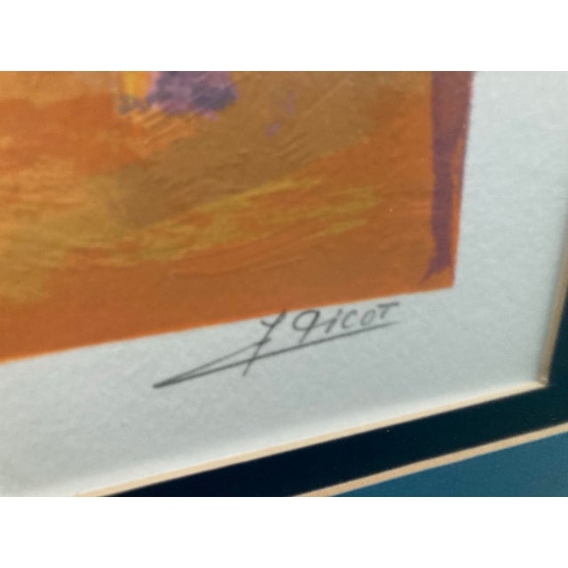 Abstract Jean-Claude Picot Signed Print Paris Eiffel Tower Carnival Colorful Custom Mat With Gold Wooden Frame For Sale - Image 3 of 7