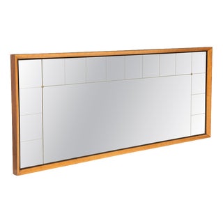 Large Art Deco Mirror with Wooden Frame and Black Trim, 1940s For Sale