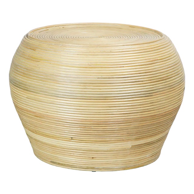 Matthew Izzo Home Parabola Rattan Drum Style Coffee/Side Table For Sale