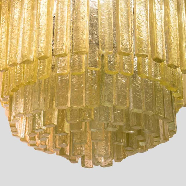 Olive Green Martellate Murano Glass Rod Pendant Light from Venini, 1960s For Sale - Image 10 of 11