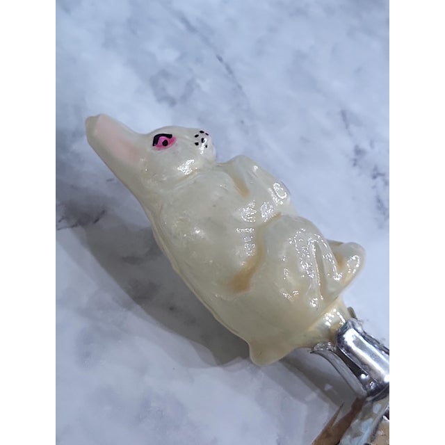 Mid-Century European Glass Rabbit Clip Ornament For Sale - Image 4 of 10