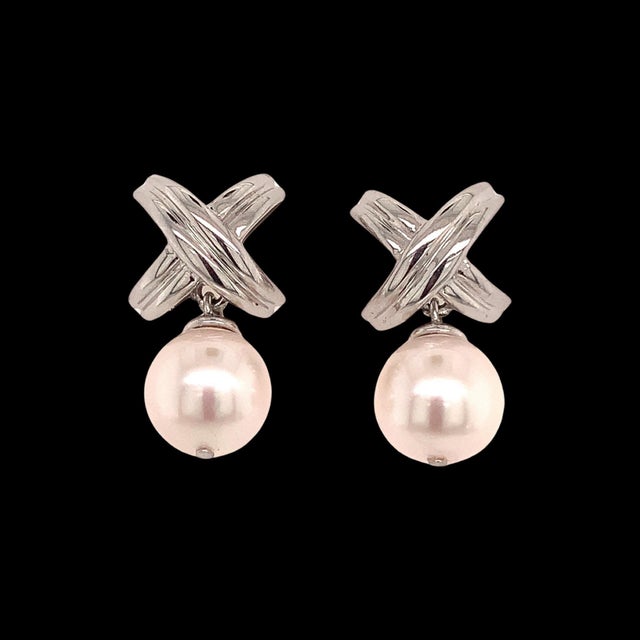 Akoya Pearl Dangle Earrings 14k Gold Certified For Sale In New York - Image 6 of 12