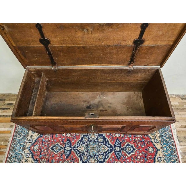 Wood Antique Inlaid Oak Chest, 1700s For Sale - Image 7 of 12