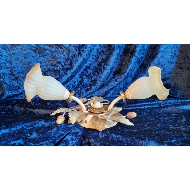 Florentine Wall Lamp with Colored Metal Mount and Glass Shades by Renzo Del Ventisette, 1980s For Sale - Image 6 of 8