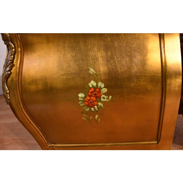 1940 French Style Gold Leaf Fruit Wood Nightstands Bedside Tables For Sale - Image 9 of 18