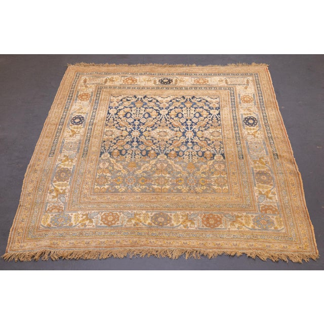 Persian Late 19th Century Antique Haji Jalili Tabriz Rug 4'5'' X 5'4'' For Sale - Image 3 of 10