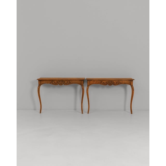 19th Century French Louis XV Carved Wooden Console Tables - A Pair For Sale - Image 16 of 18