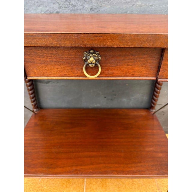 Brown English Jacobean Revival Barley Twist Side Table With Drawer, 20th Century For Sale - Image 8 of 10