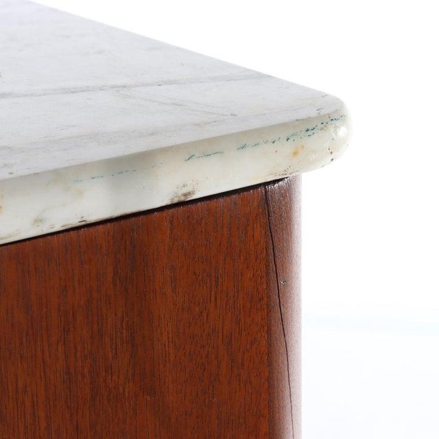 Antique Renaissance Revival Walnut 3-Drawer Marble Top Chest C1890 For Sale - Image 13 of 18