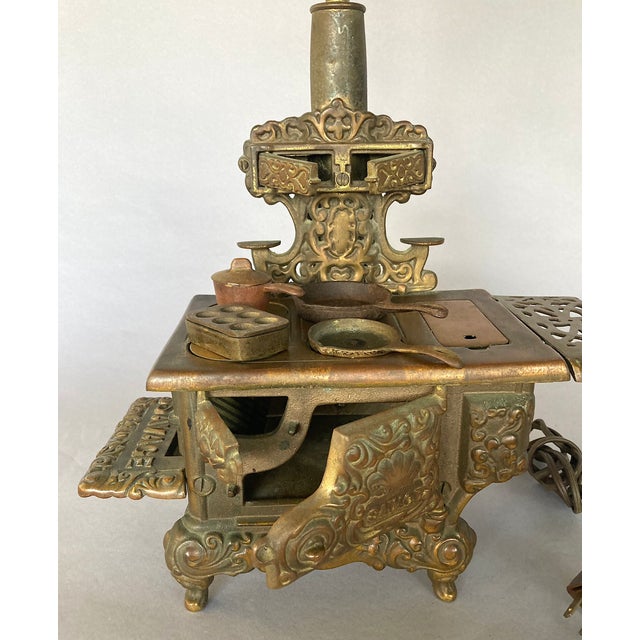 Antique Salesman's Sample, Cast Iron Wood Burning Stove - Savage - As Table Lamp For Sale - Image 4 of 12