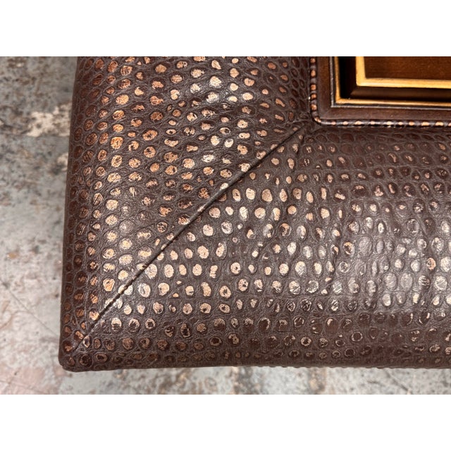 Century Furniture Napa Leather Tray Top Cocktail Ottoman For Sale - Image 9 of 12